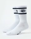 Magenta Plant Socks - White