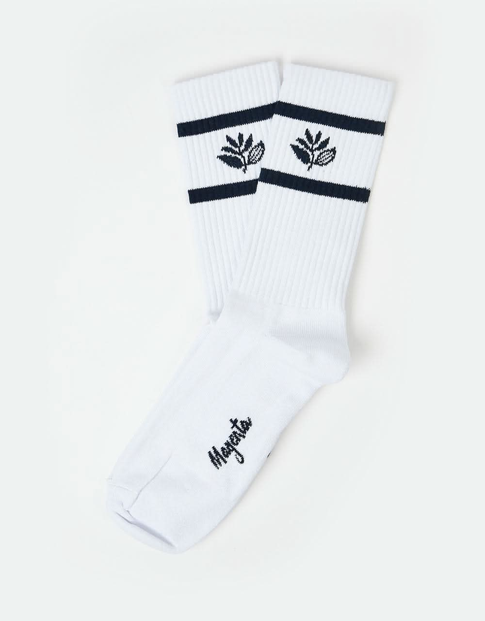 Magenta Plant Socks - White