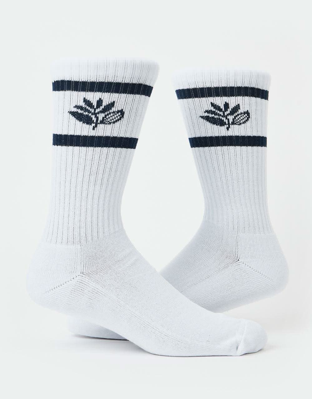 Magenta Plant Socks - White