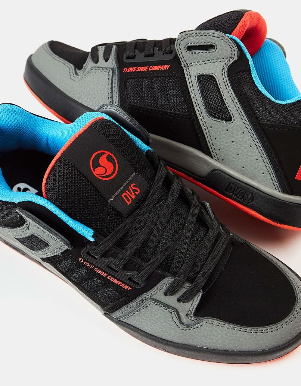 DVS Comanche 2.0+ Skate Shoes - Charcoal/Black/Fiery Red/Blue Nubuck