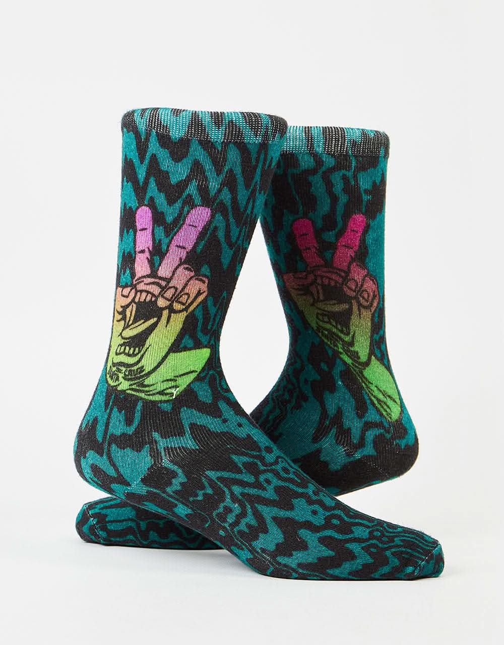 Santa Cruz Acidic Screamin Peace Fade Socks - Acidic Verdigris