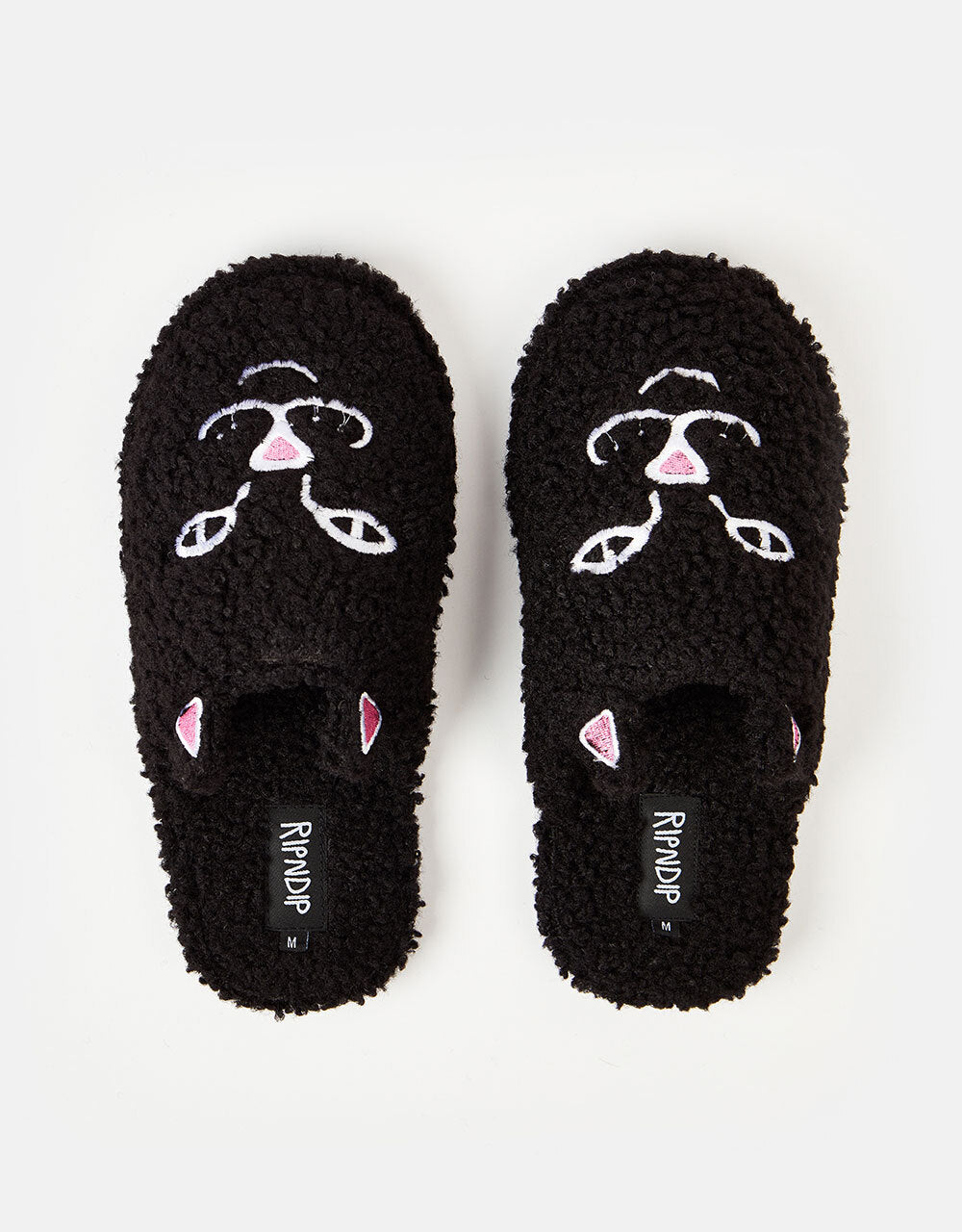 RIPNDIP Jerm Face Fuzzy House Slippers - Black