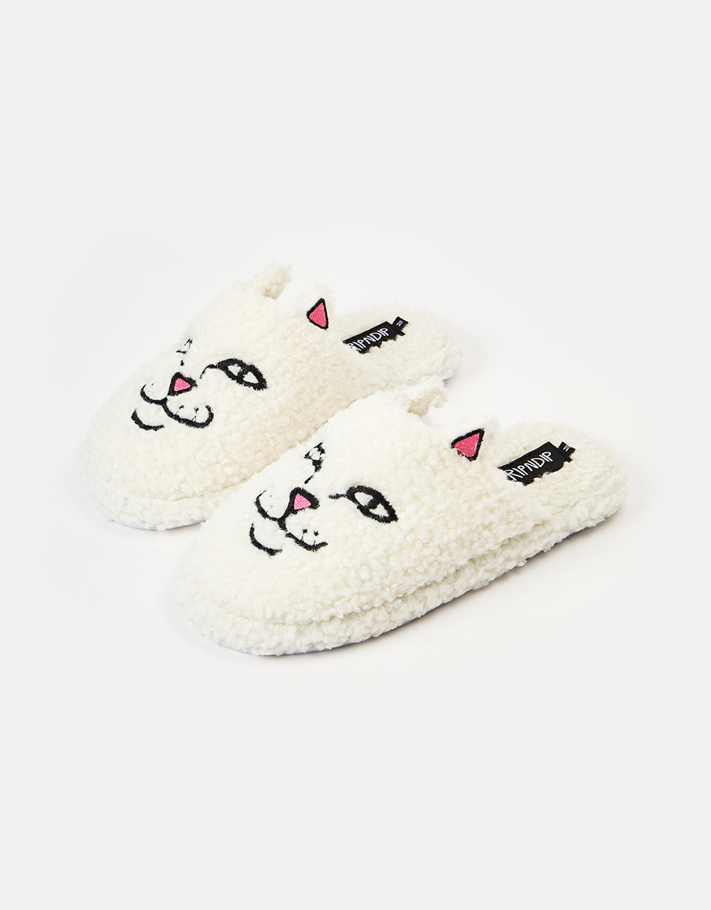 RIPNDIP Nerm Face Fuzzy House Slippers - White