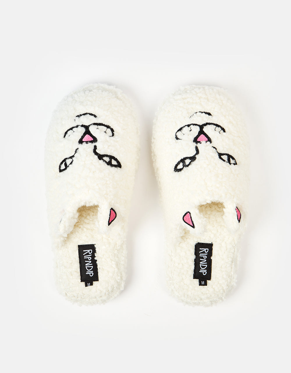 RIPNDIP Nerm Face Fuzzy House Slippers - White