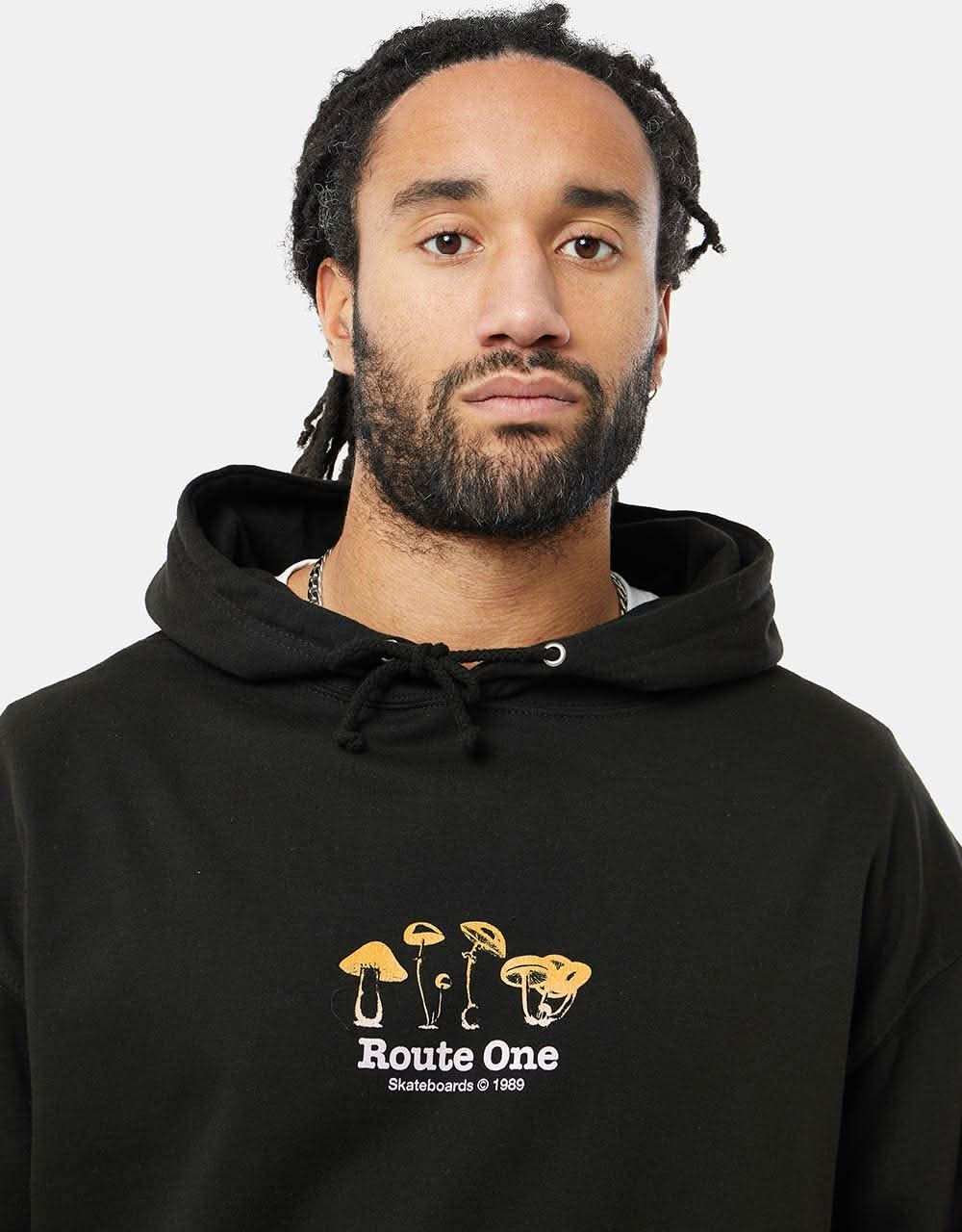 Route One Poisonous Mushrooms Pullover Hoodie - Black