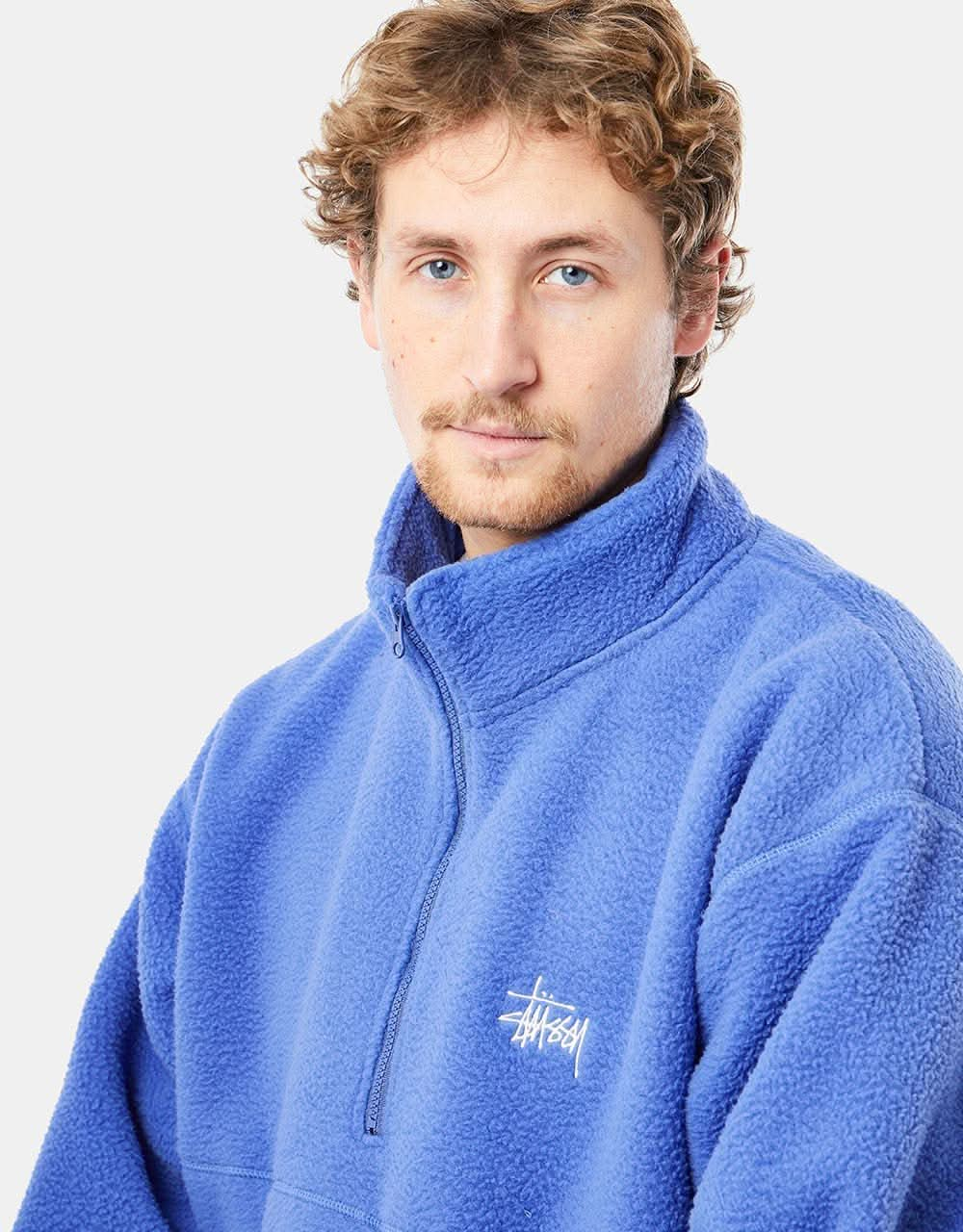 Stüssy Half Zip Mock Neck - Periwinkle