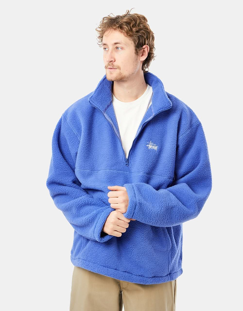 Stüssy Half Zip Mock Neck - Periwinkle