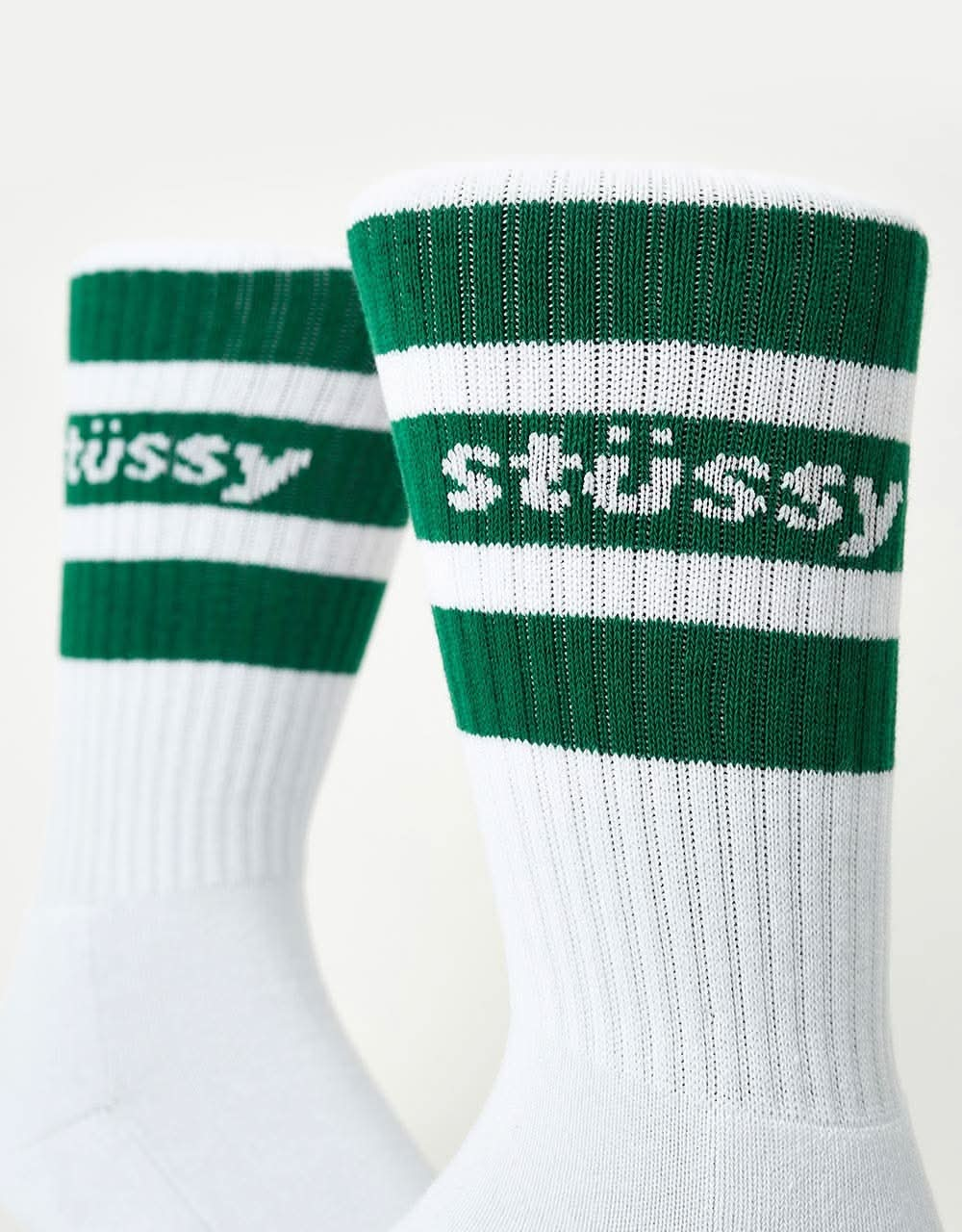 Stüssy Stripe Crew Socks - White/Green