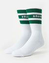 Stüssy Stripe Crew Socks - White/Green