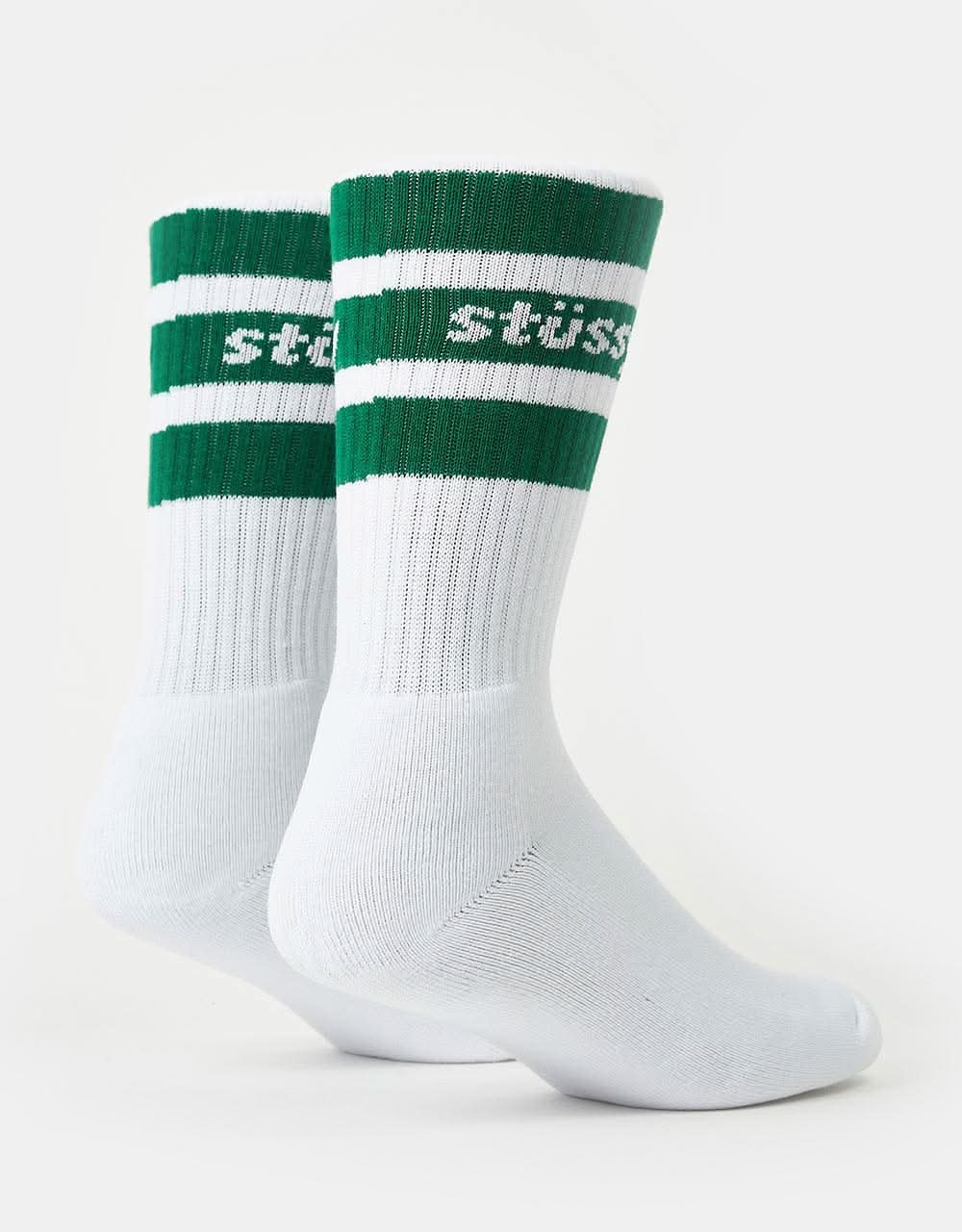 Stüssy Stripe Crew Socks - White/Green