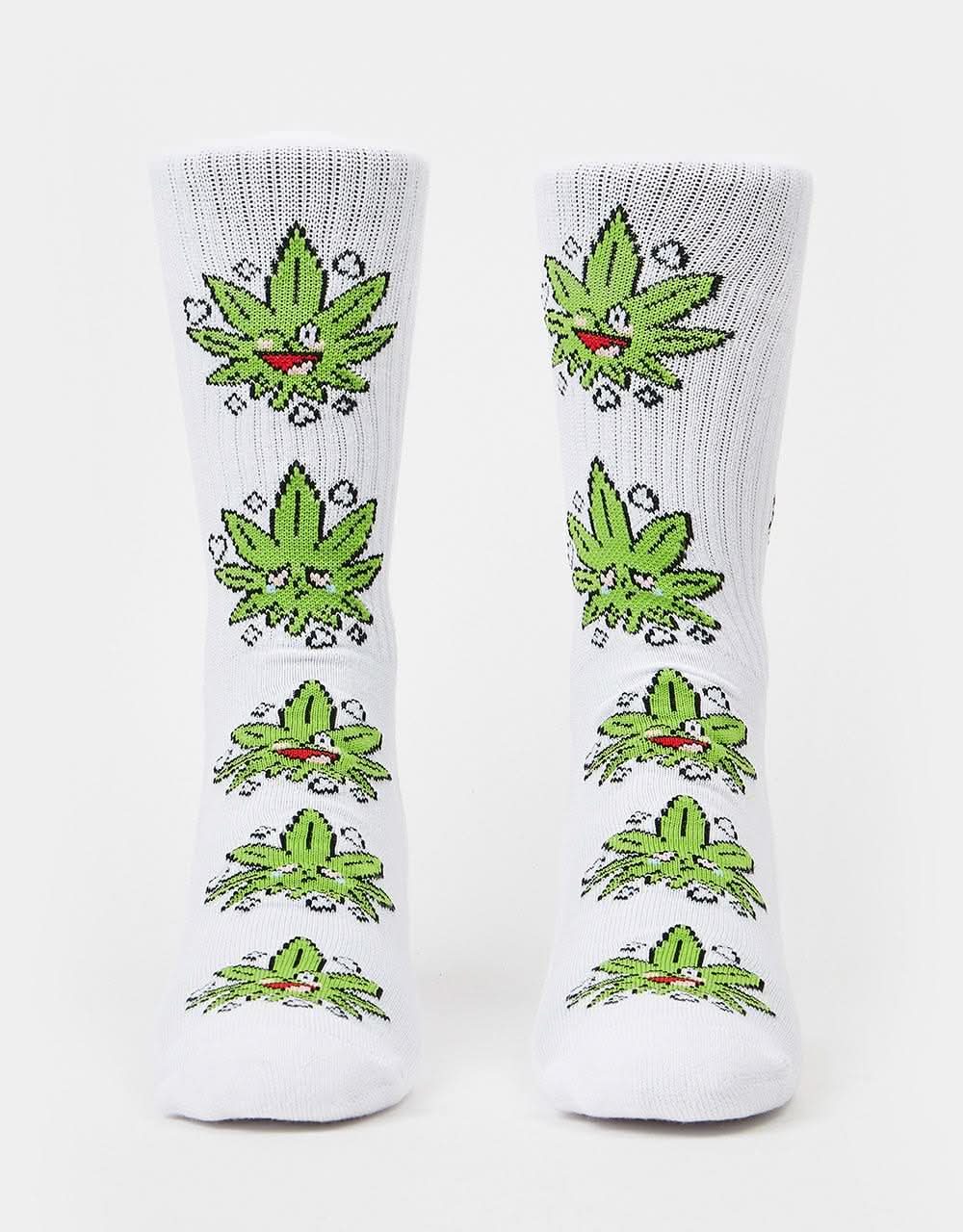 HUF Super Kawaii Green Buddy Socks - White