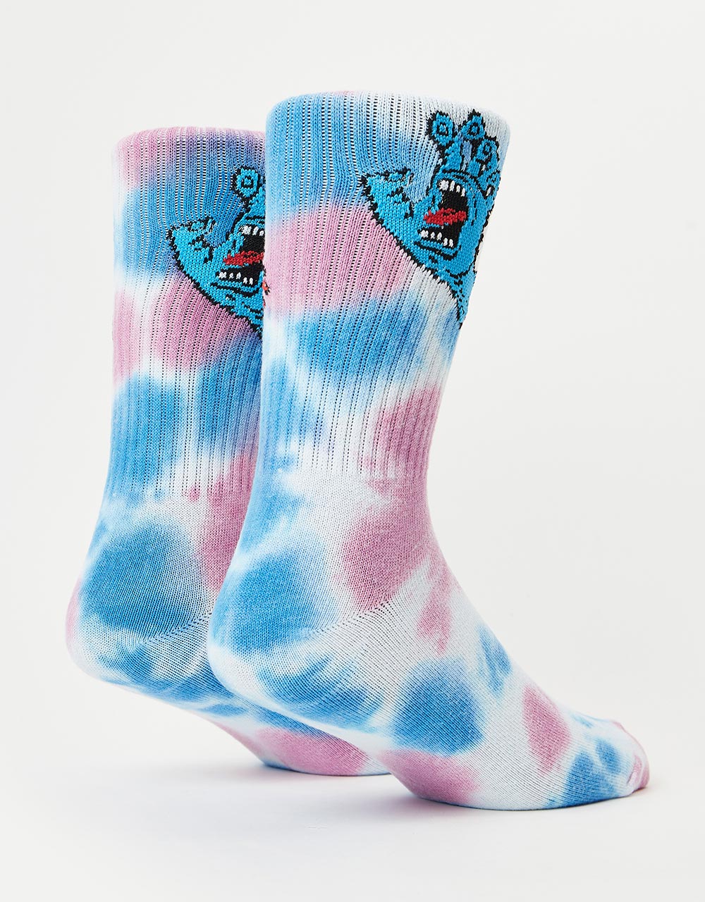 Santa Cruz Screaming Hand Tie Dye Socks - White/Pink/Blue Tie Dye