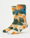 Santa Cruz Screaming Hand Tie Dye Socks - Black/Orange/Green Tie Dye