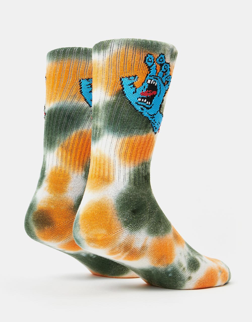 Santa Cruz Screaming Hand Tie Dye Socks - Black/Orange/Green Tie Dye