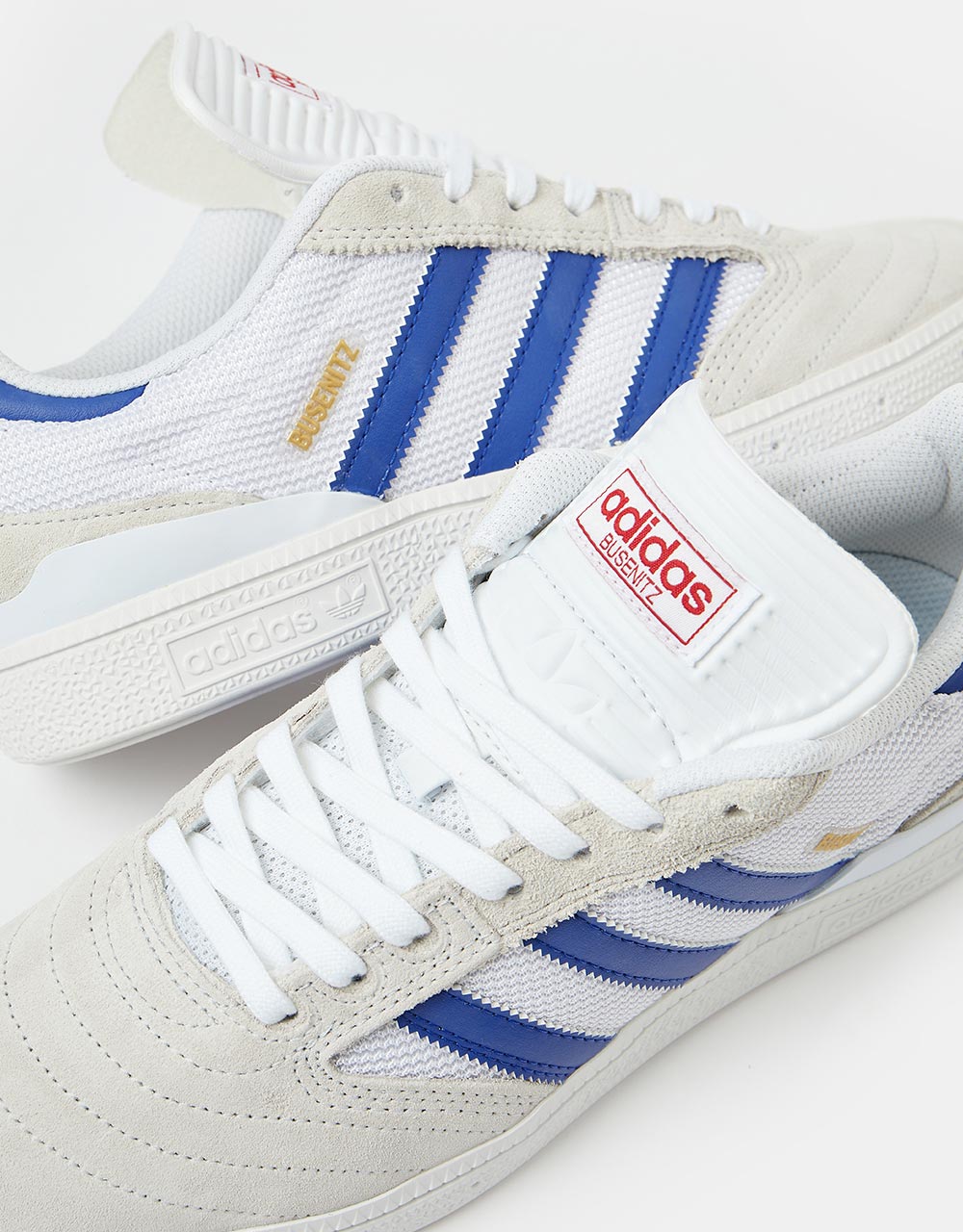 adidas Busenitz Skate Shoes - Crystal White/Semi Lucid Blue/Gold Metal