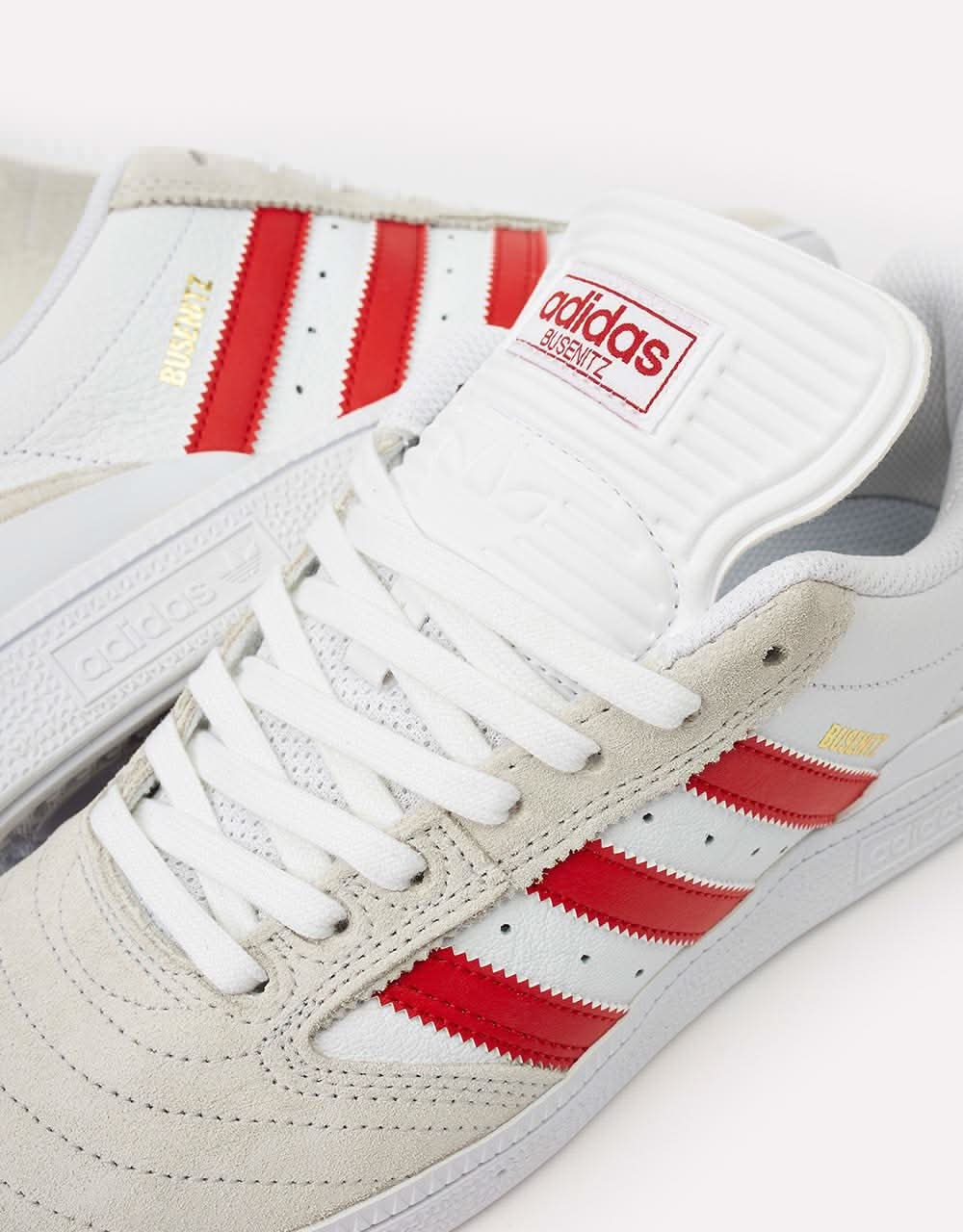 adidas Busenitz Skate Shoes - White/Better Scarlet/Gold Metallic