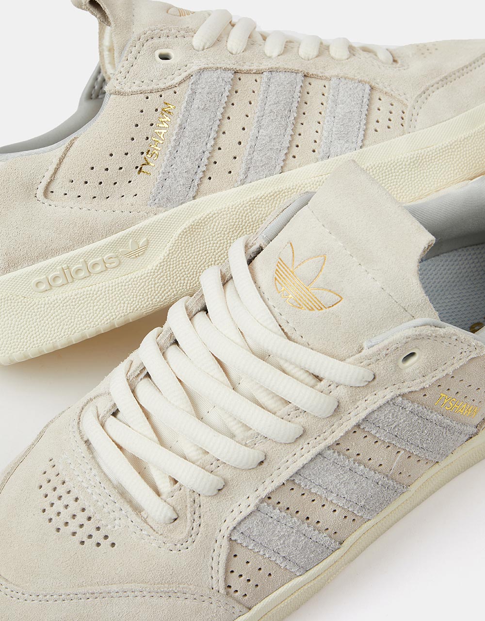 adidas Tyshawn Low Skate Shoes - Chalk White/Grey/Cream White