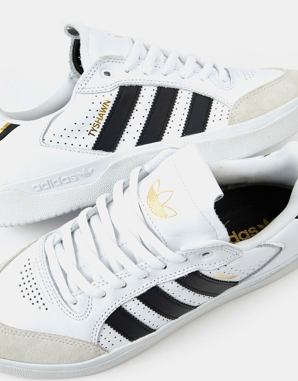 adidas Tyshawn Low Skate Shoes - White/Core Black/Gold Metallic