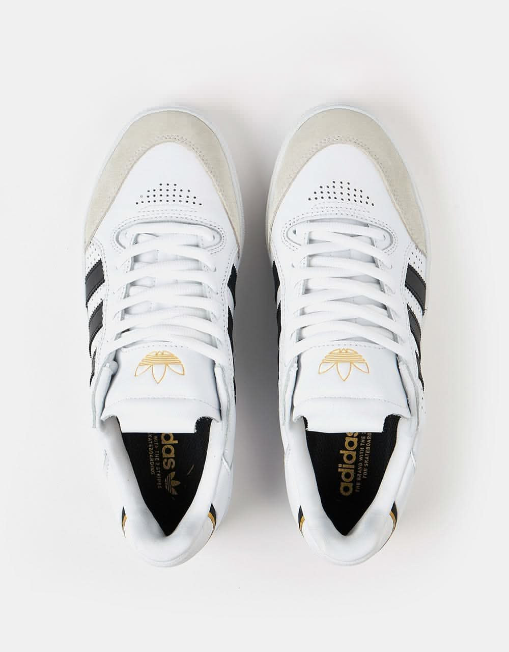 adidas Tyshawn Low Skate Shoes - White/Core Black/Gold Metallic