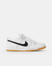 Nike SB Dunk Low Pro Premium Skateschuhe – Weiß/Schwarz-Weiß-Gummi Hellbraun