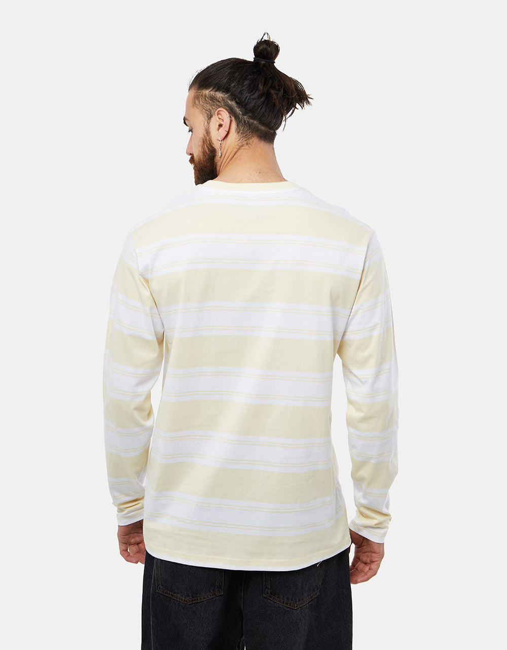 Camiseta Route One Lewis Stripe L/S - Nube Crema/Blanco