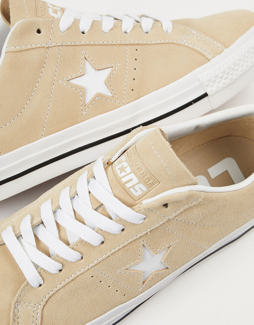 Converse One Star Pro Ox Classic Chaussures de skate en daim - Lait d'avoine/Blanc/Noir