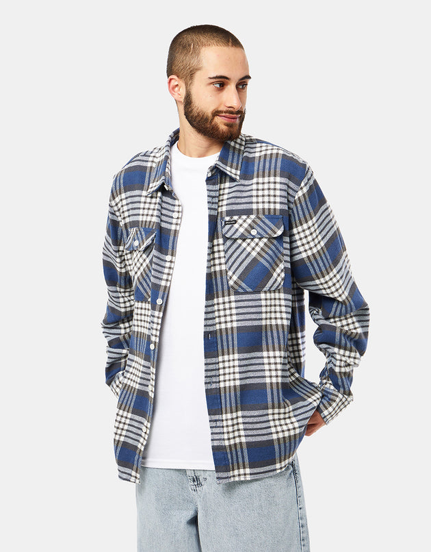 Brixton Bowery L/S Flanellhemd – Pacific Blue/Whitecap/Schwarz