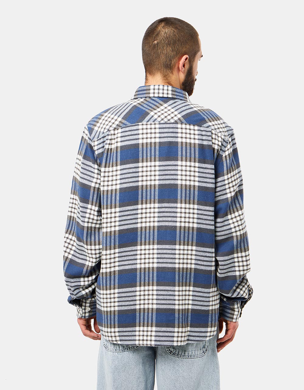 Brixton Bowery L/S Flannel Shirt - Pacific Blue/Whitecap/Black