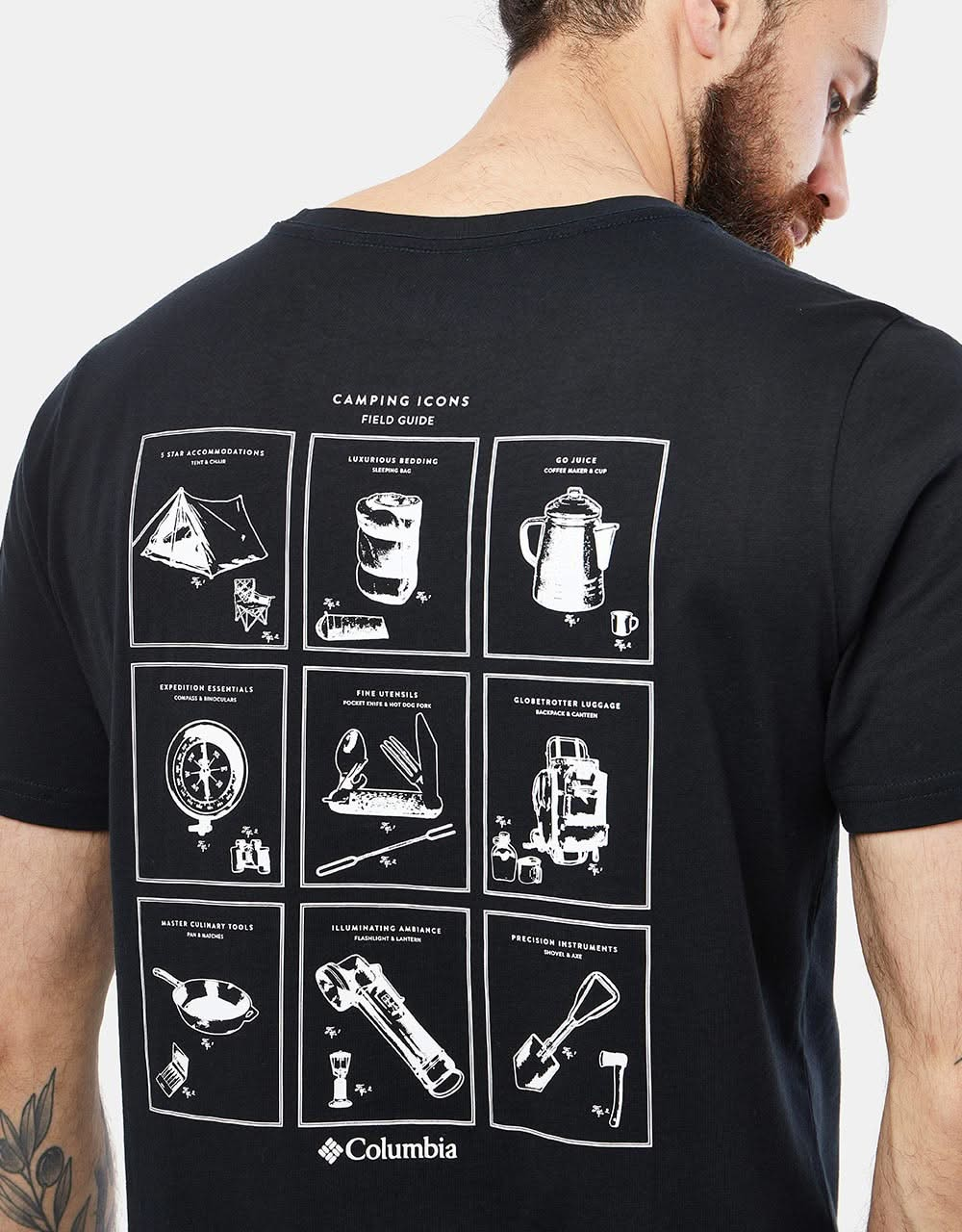 Columbia Rapid Ridge Back Graphic II T-Shirt - Black/Campsite Icons