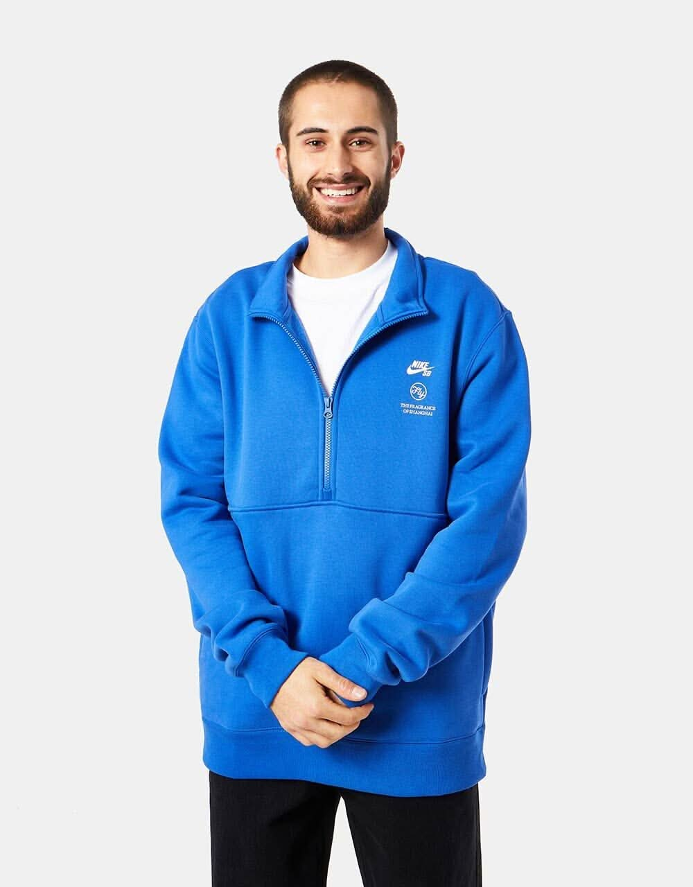 Nike SB x Fly Streetwear Half Zip - Game Royal/White