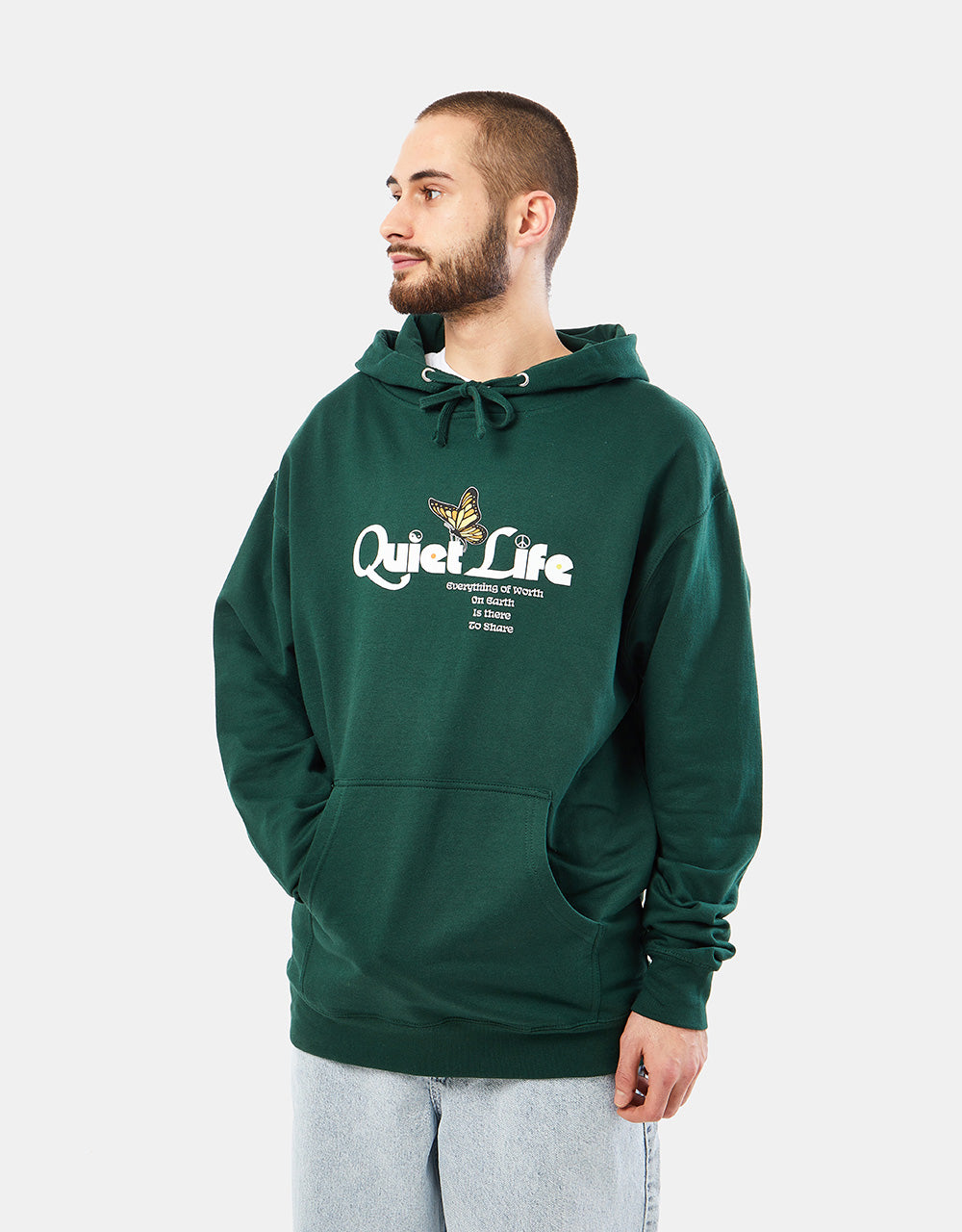 The Quiet Life Butterfly Pullover Hoodie – Jägergrün