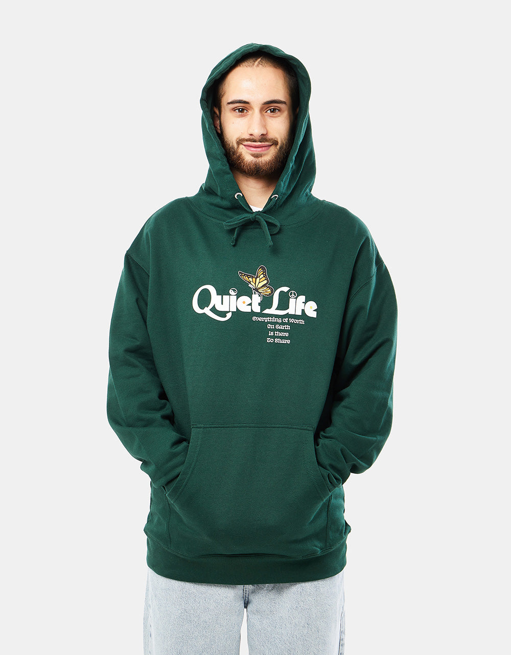 The Quiet Life Butterfly Pullover Hoodie – Jägergrün