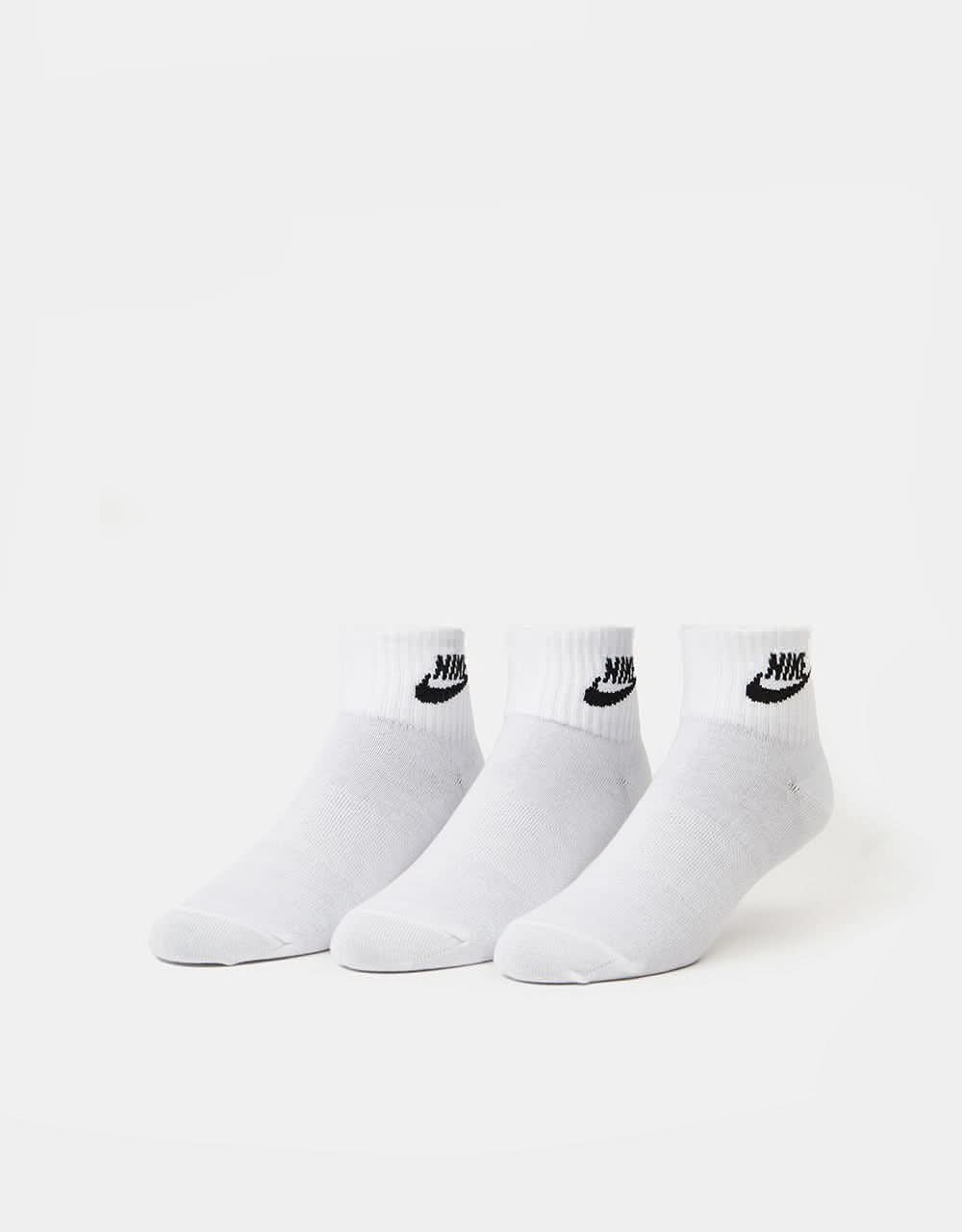 Nike Everyday Essential Ankle 3 Pack Socks - White/Black