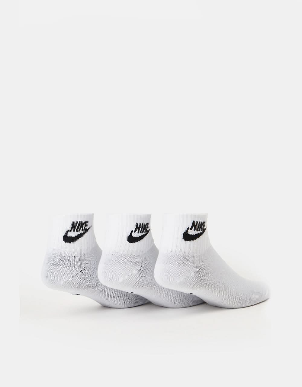 Nike Everyday Essential Ankle 3 Pack Socks - White/Black