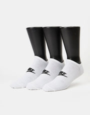 Nike Everyday Essentials No Show paquete de 3 calcetines - Blanco/Negro