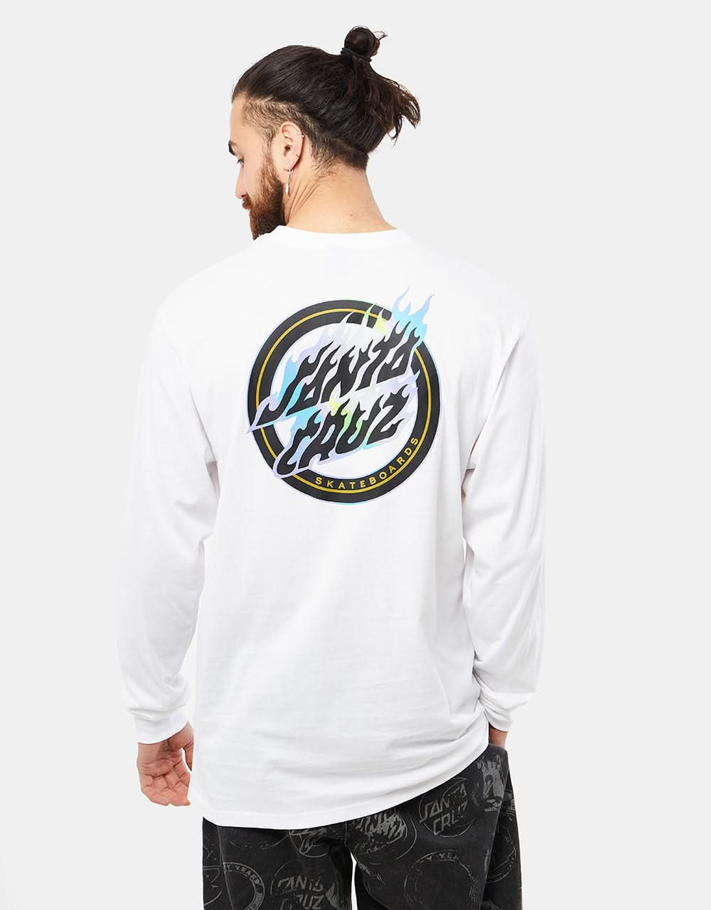 Santa Cruz Holo Flamed Dot L/S T-Shirt - White