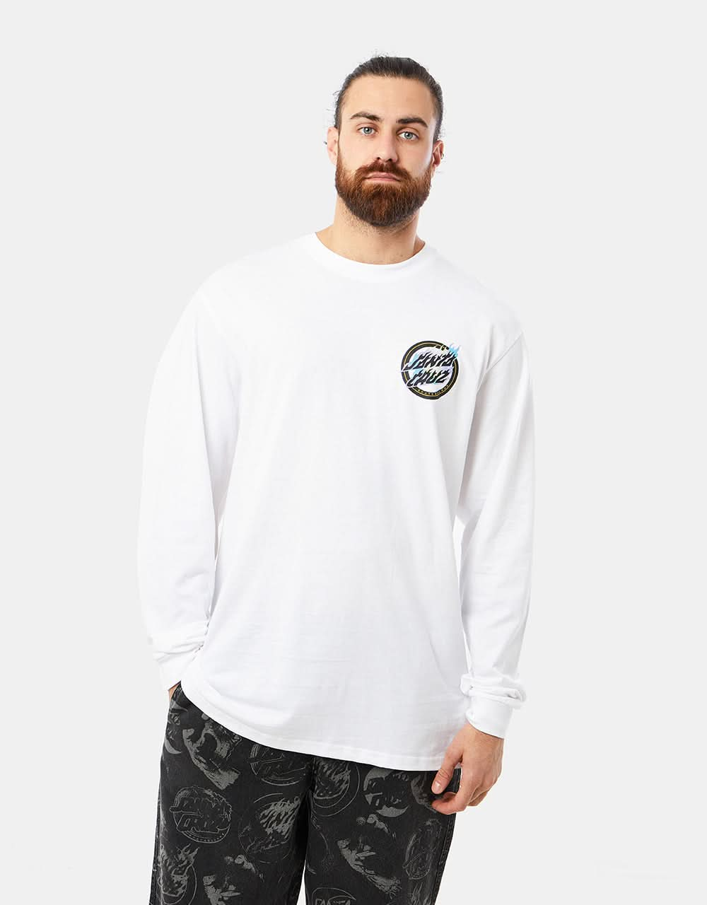 Santa Cruz Holo Flamed Dot L/S T-Shirt - White