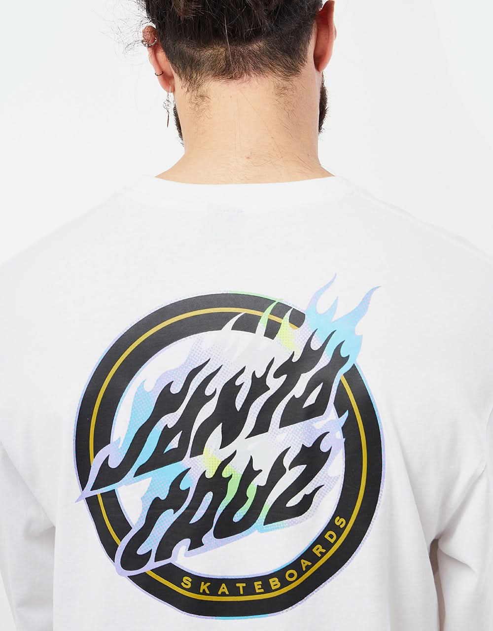 Santa Cruz Holo Flamed Dot L/S T-Shirt - White