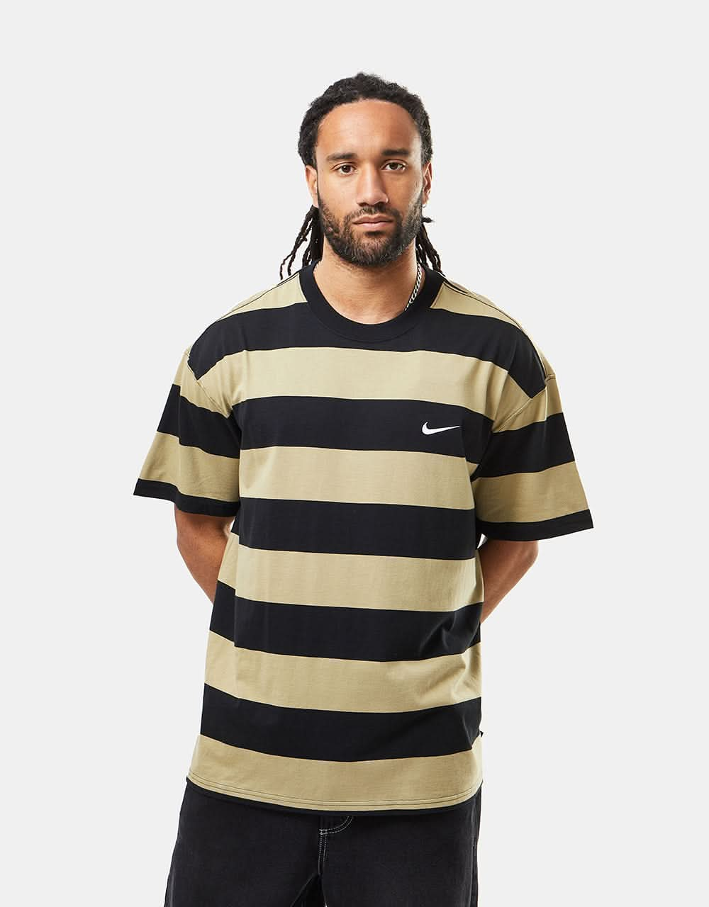 Nike SB Striped T-Shirt T-Shirt - Neutral Olive/Black/White