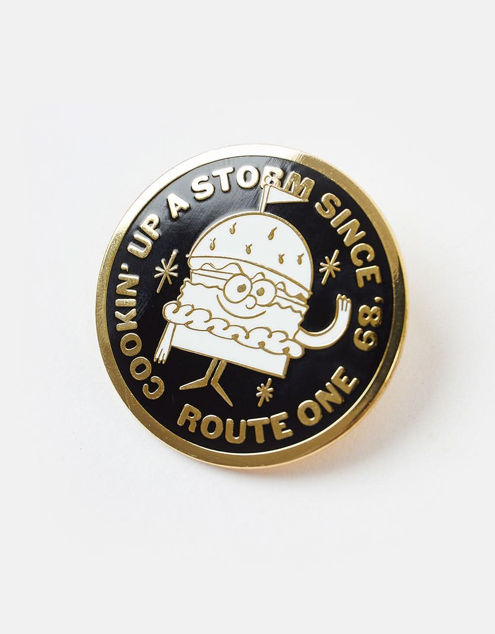 Route One Burger Pin - Gold