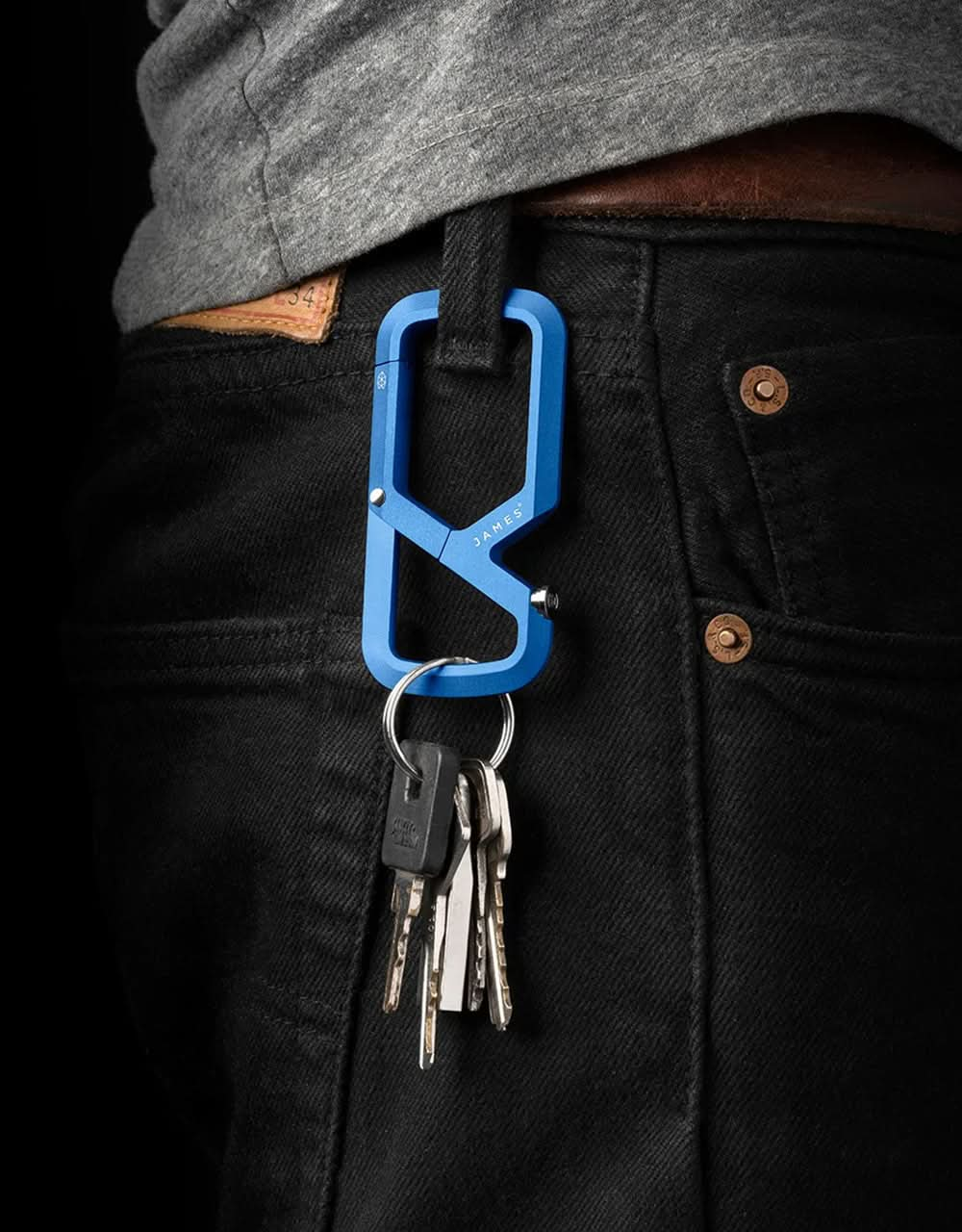 James The Mehlville 'Carabiner' Keychain - Cerulean/Stainless