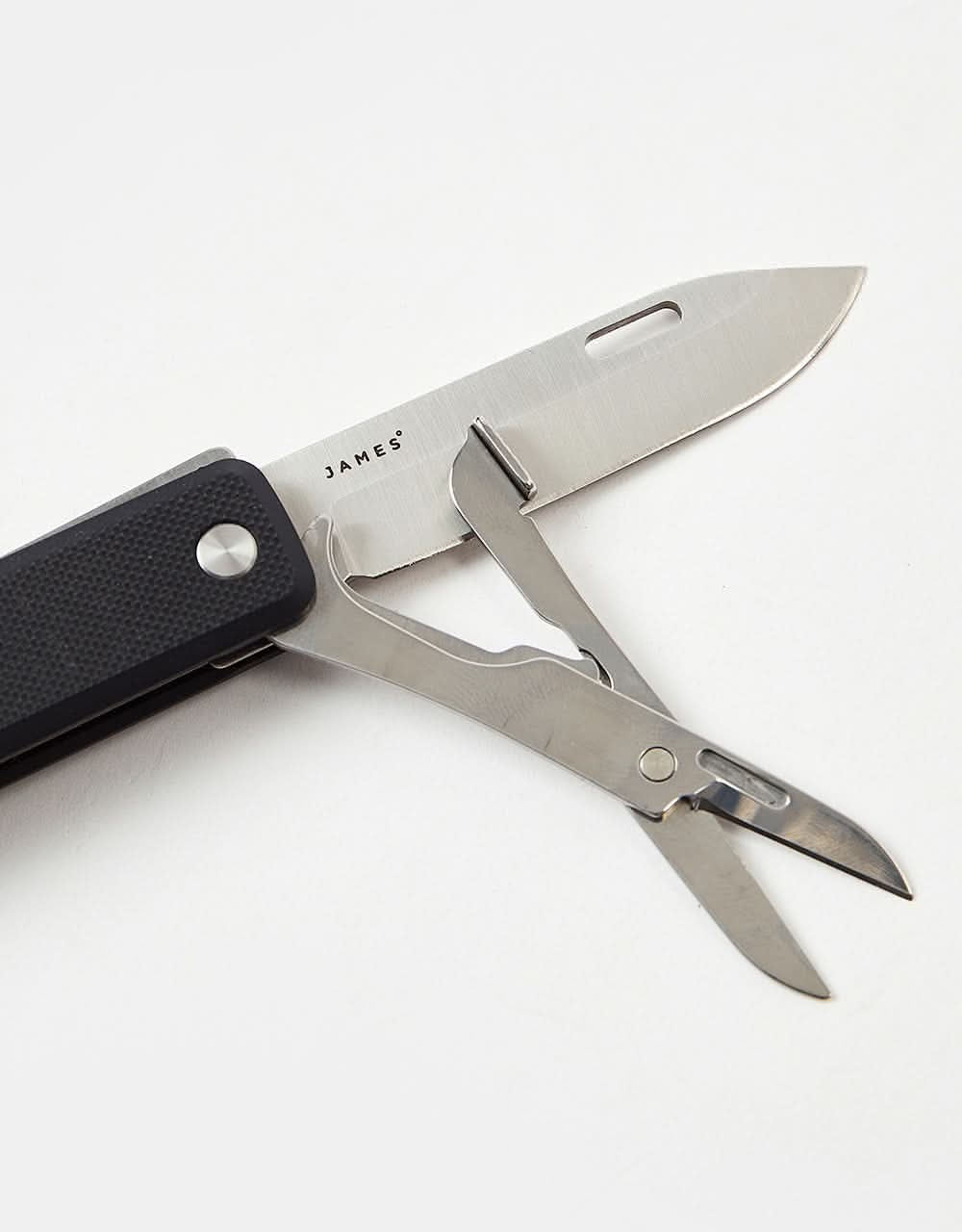 James The Ellis Pocket Knife - Black/Stainless/Straight