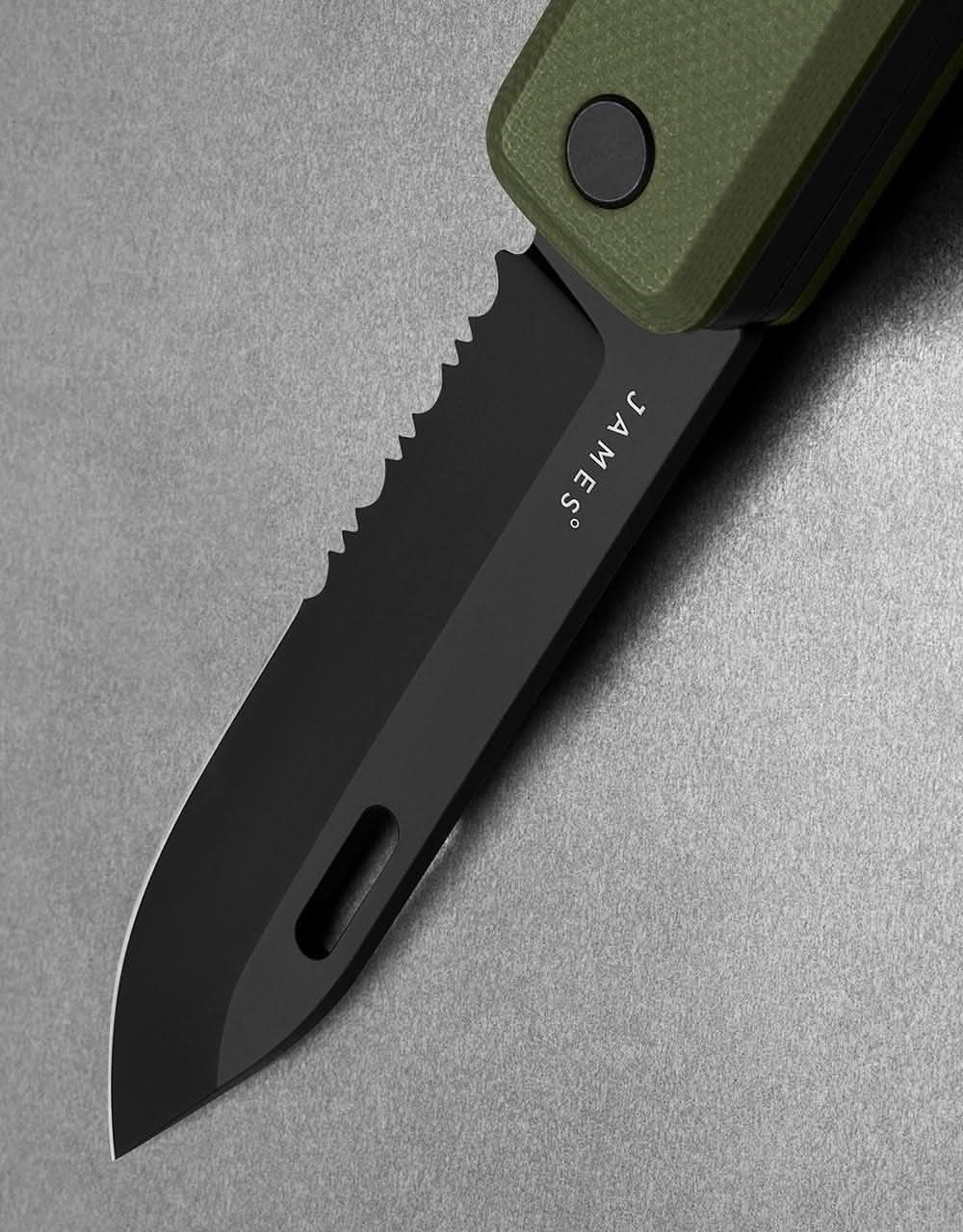 James The Ellis Pocket Knife - OD Green/Black/Serrated