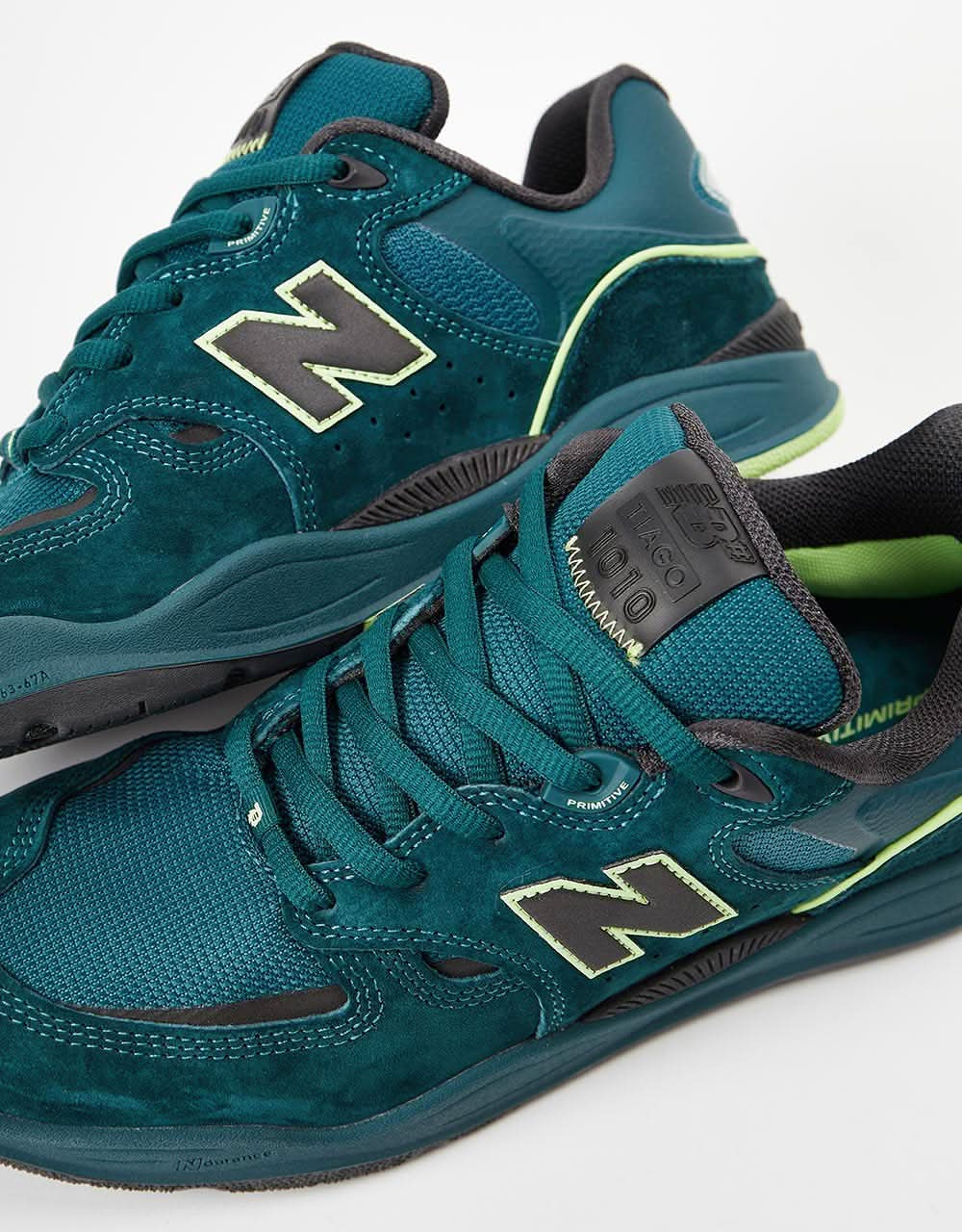 New Balance Numeric x Primitive 1010 Skate Shoes - Deep Teal/Lime Green