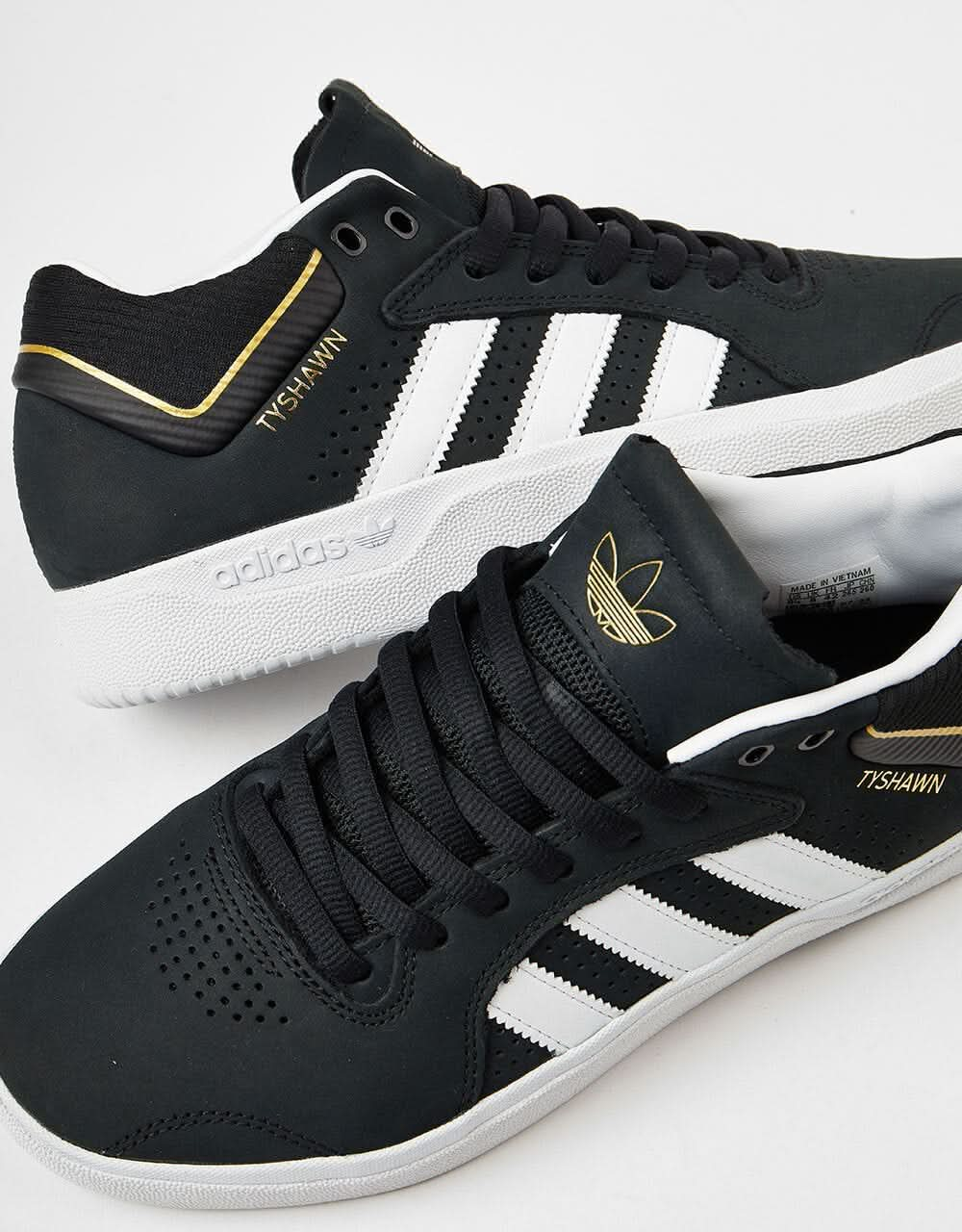 Adidas Tyshawn Skate Shoes - Core Black/White/Gold Metallic