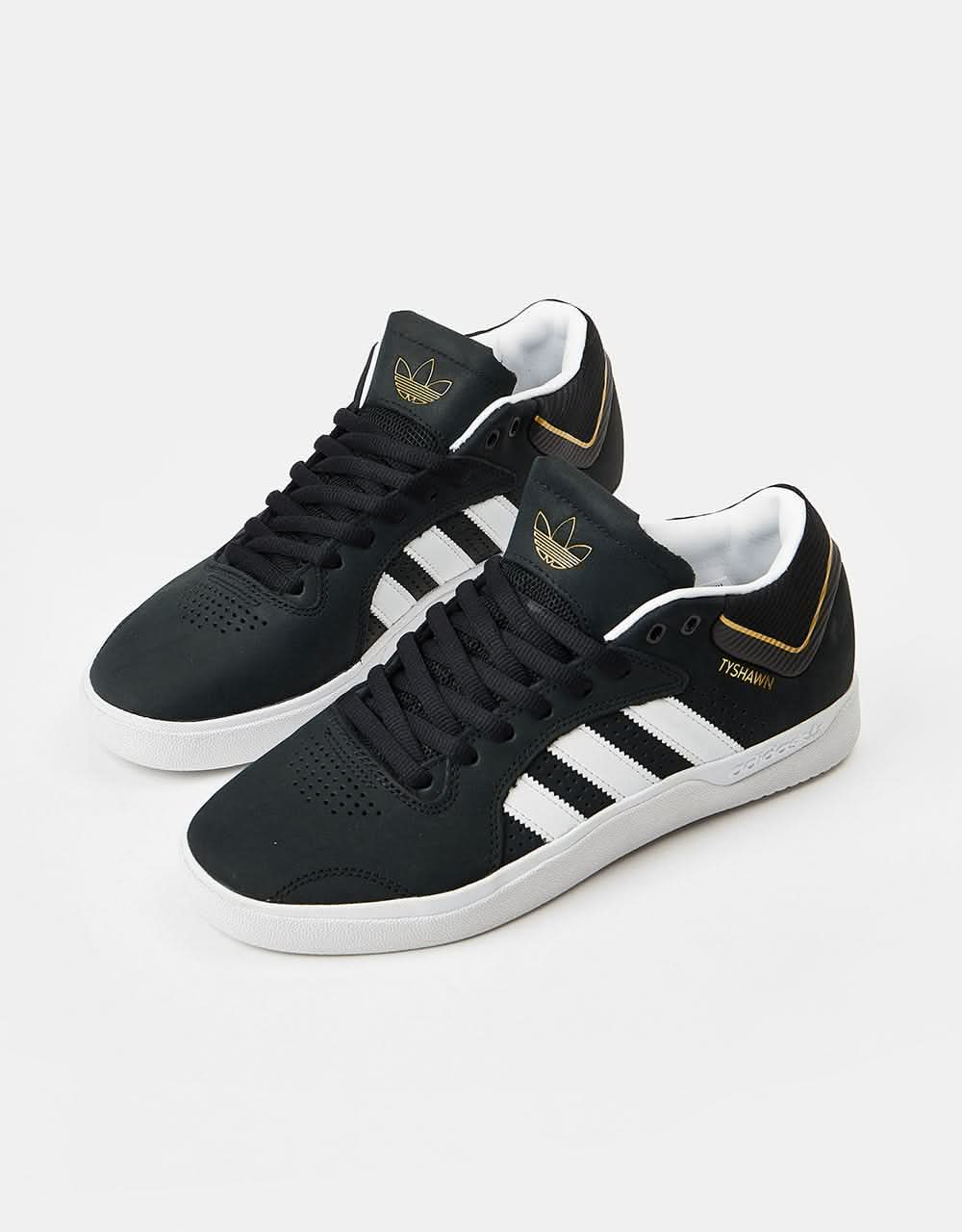 Adidas Tyshawn Skate Shoes - Core Black/White/Gold Metallic