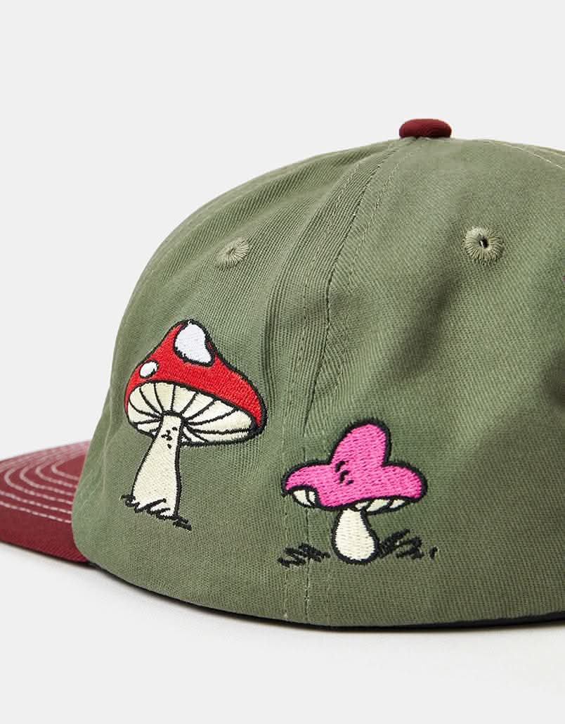 Butter Goods x The Smurfs Mushroom 6 Panel Cap - Army/Wine