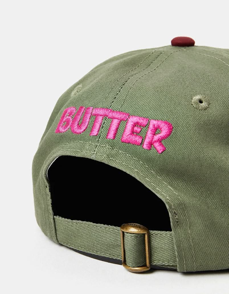 Butter Goods x The Smurfs Mushroom 6 Panel Cap - Army/Wine