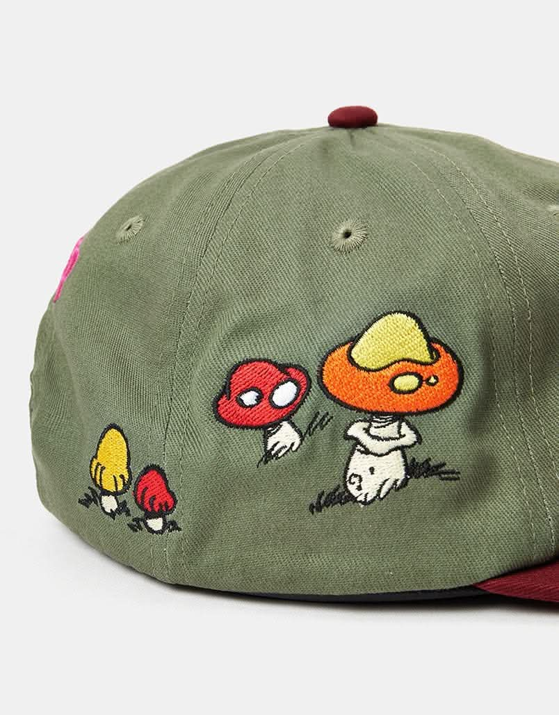 Butter Goods x The Smurfs Mushroom 6 Panel Cap - Army/Wine