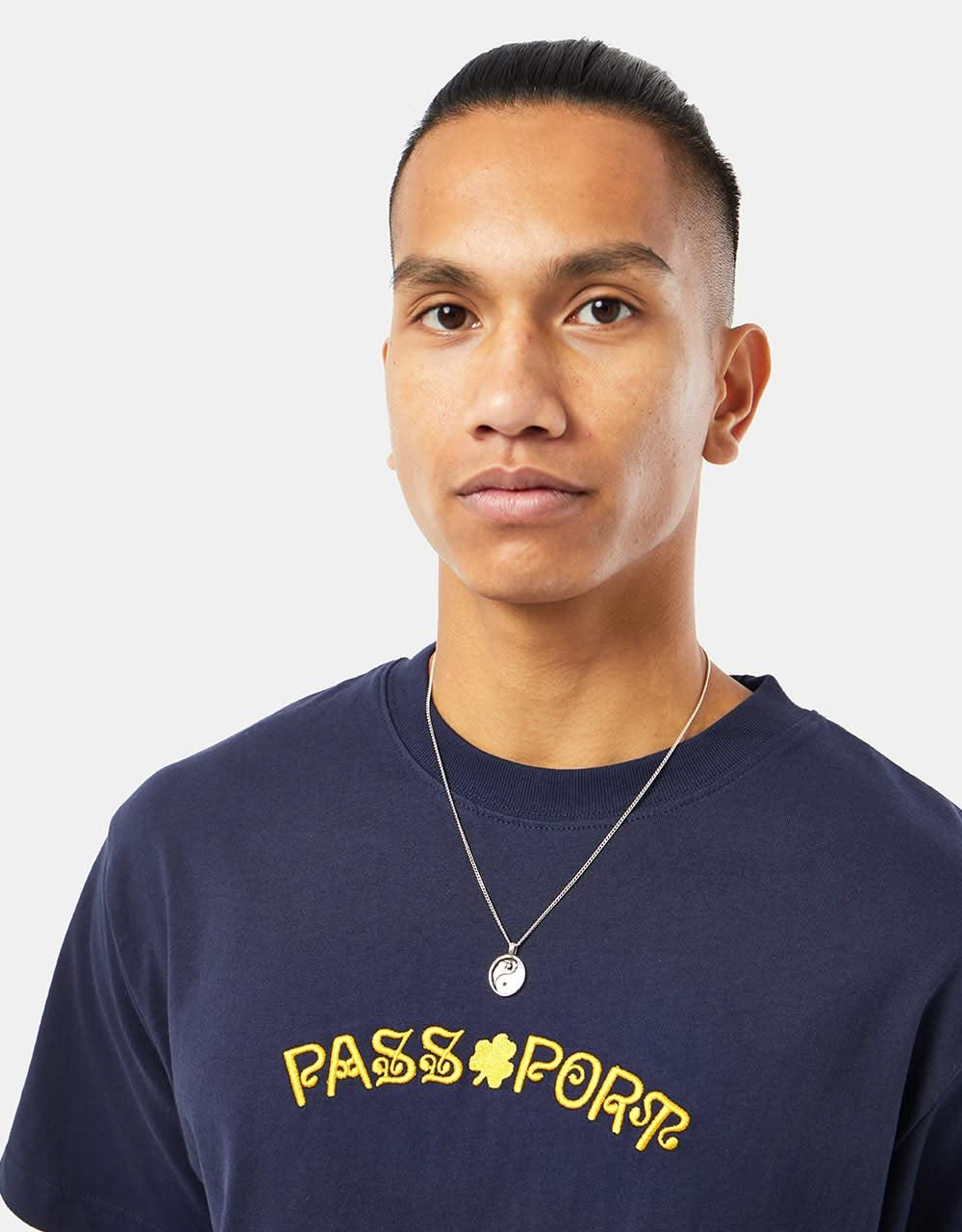 Pass Port Sham Embroidery T-Shirt - Navy